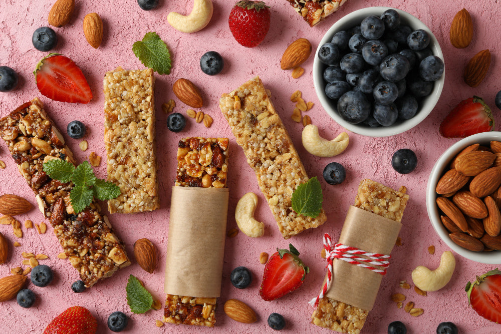 Snacks e barras nutritivas ideais para um lanche prático, equilibrado e cheio de energia.