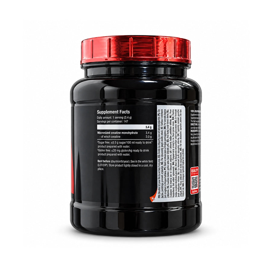 100% Creatina Monohidratada 500 g da Scitec Nutrition, suplemento em pó com creatina monohidratada para complementar a nutrição desportiva.