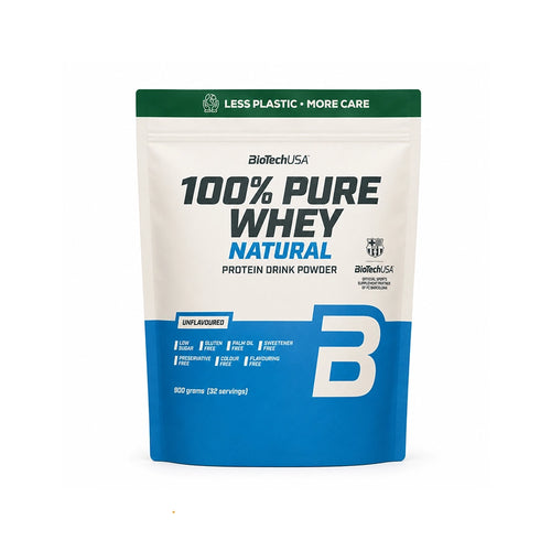 100% Pure Whey Sem Sabor 900gr BioTechUSA em embalagem de proteína de soro de leite em pó.