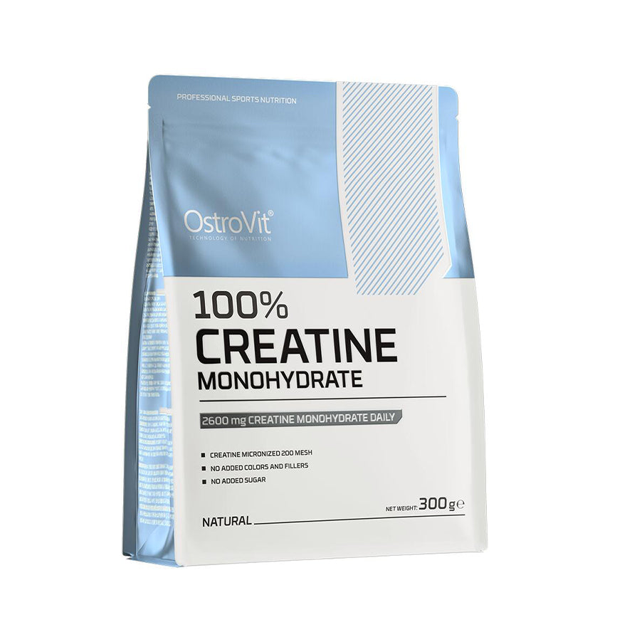 A 100% Creatine Monohydrate da OstroVit é um suplemento alimentar em pó à base de creatina monohidratada.