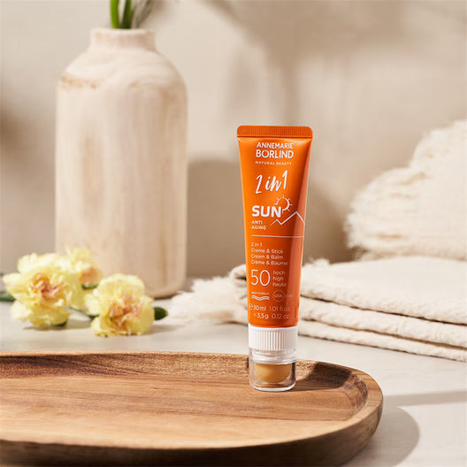Protetor Solar Anti-Idade 2 em 1 Creme Solar e Stick Protetor Labial SPF 50 30ml AnneMarie Borlind