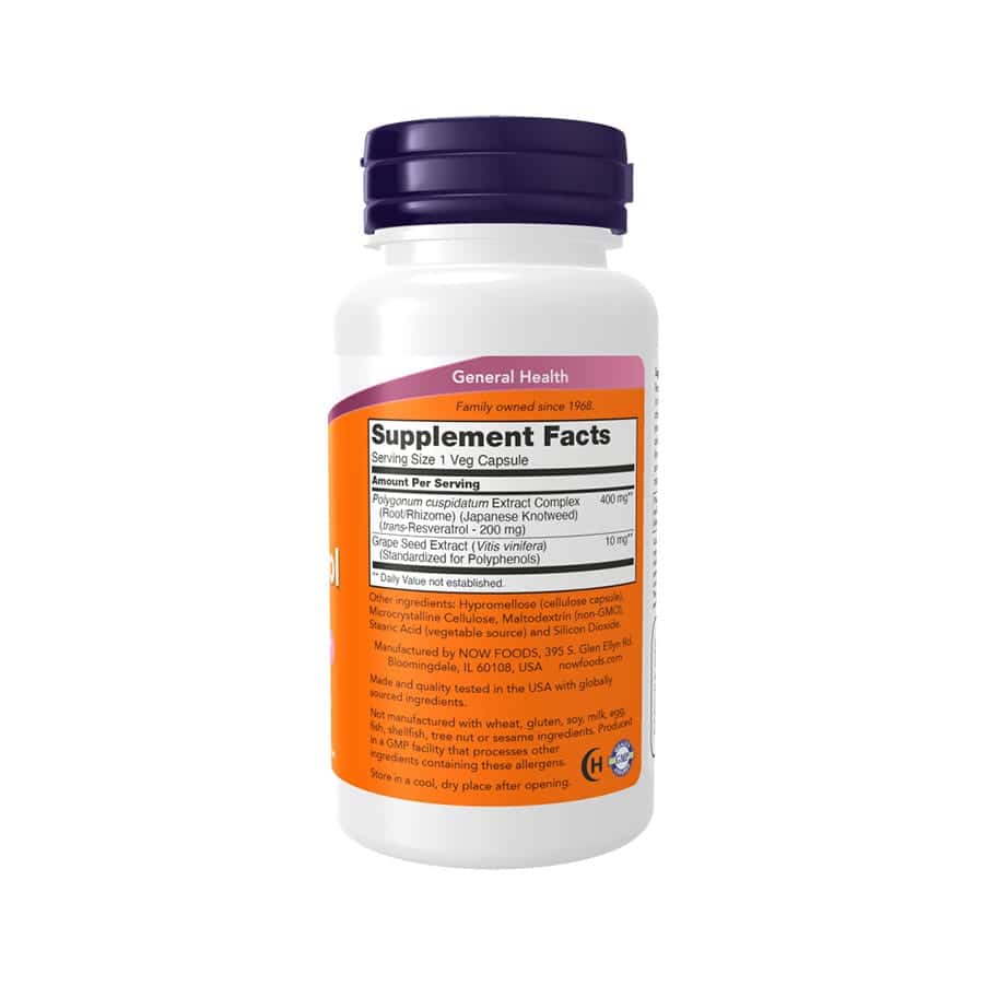 Resveratrol 200mg 60 Cápsulas Vegetais Now Foods