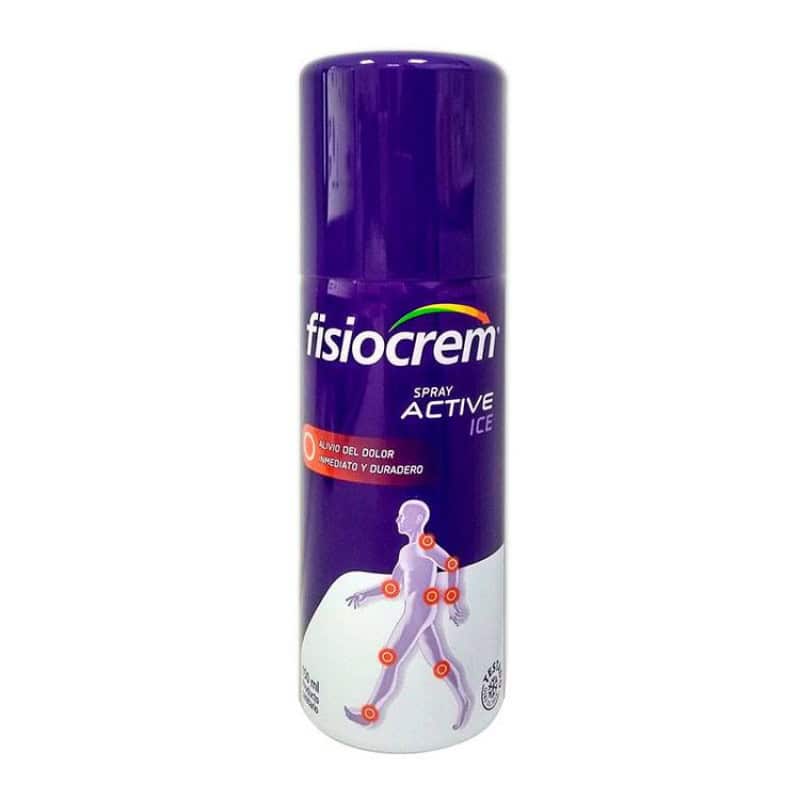 Fisiocrem Spray Active Ice 150ml em frasco spray para alívio muscular com efeito frio.