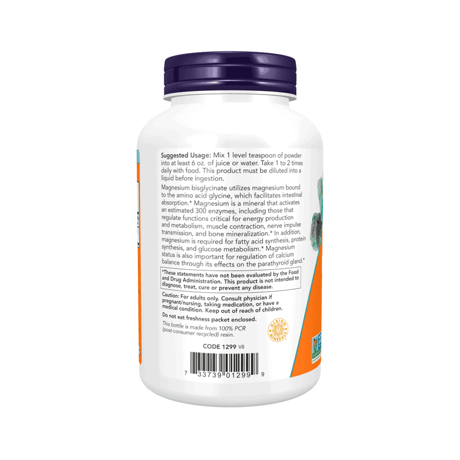 Magnésio Bisglicinato Em Pó 227g Now Foods