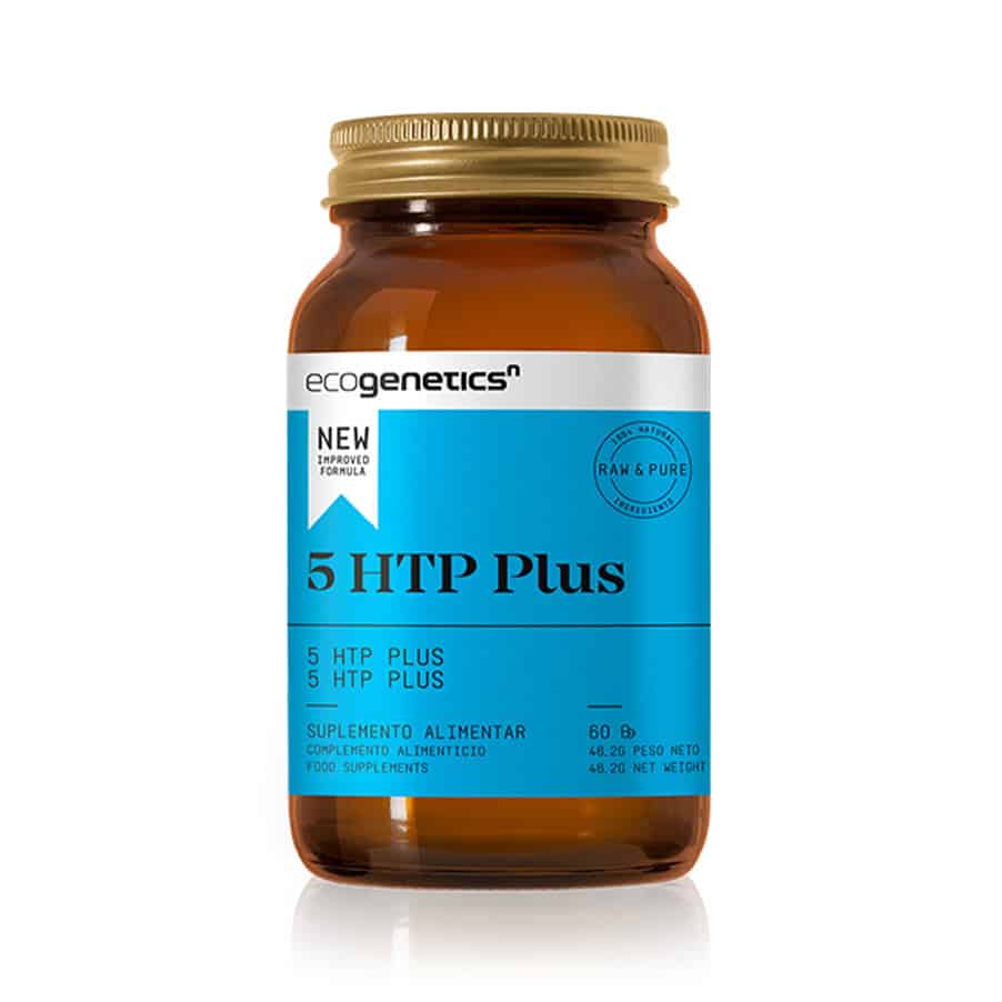 5-HTP Plus 60 Cápsulas Ecogenetics com 5-HTP, vitaminas e minerais para apoio ao bem-estar emocional, função mental e sistema nervoso.