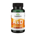 Frasco de Vitaminas A e D com 250 cápsulas da Swanson, suplemento essencial para imunidade e visão.