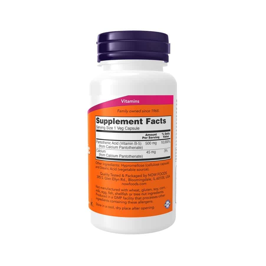 Ácido Pantoténico 500mg 100 cápsulas Now Foods