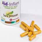 Aid-Inflam 30 Cápsulas Sura Vitasan, suplemento com boswellia, curcuma, quercetina e bromelina.