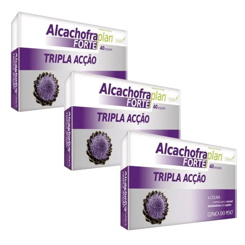 Alcachofra Plan Forte Pack 3 x 40 ampolas Fharmonat, suplemento depurativo, drenante e diurético para fígado, digestão e retenção de líquidos.