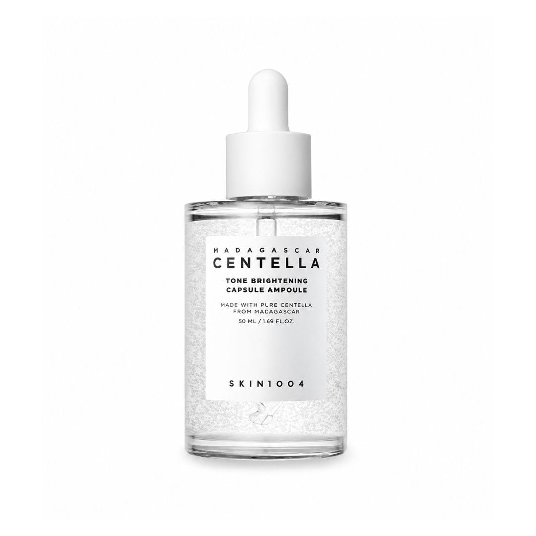 Ampola Madagascar Centella Tone Brightening 50ml SKIN1004 com centella asiática, niacinamida e ácido tranexâmico