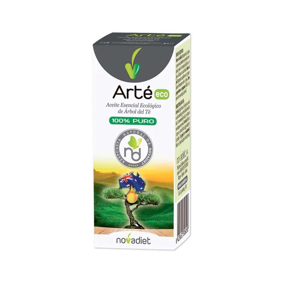 Frasco de 30 ml de aceite esencial de árbol de té Arté Eco de NovaDiet, 100 % puro y natural, utilizado para el cuidado de la piel y la aromaterapia.