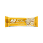 Barrita proteica de 65 g con sabor a malvavisco crujiente de Optimum Nutrition, un snack funcional con una textura crujiente y un alto contenido en proteínas.