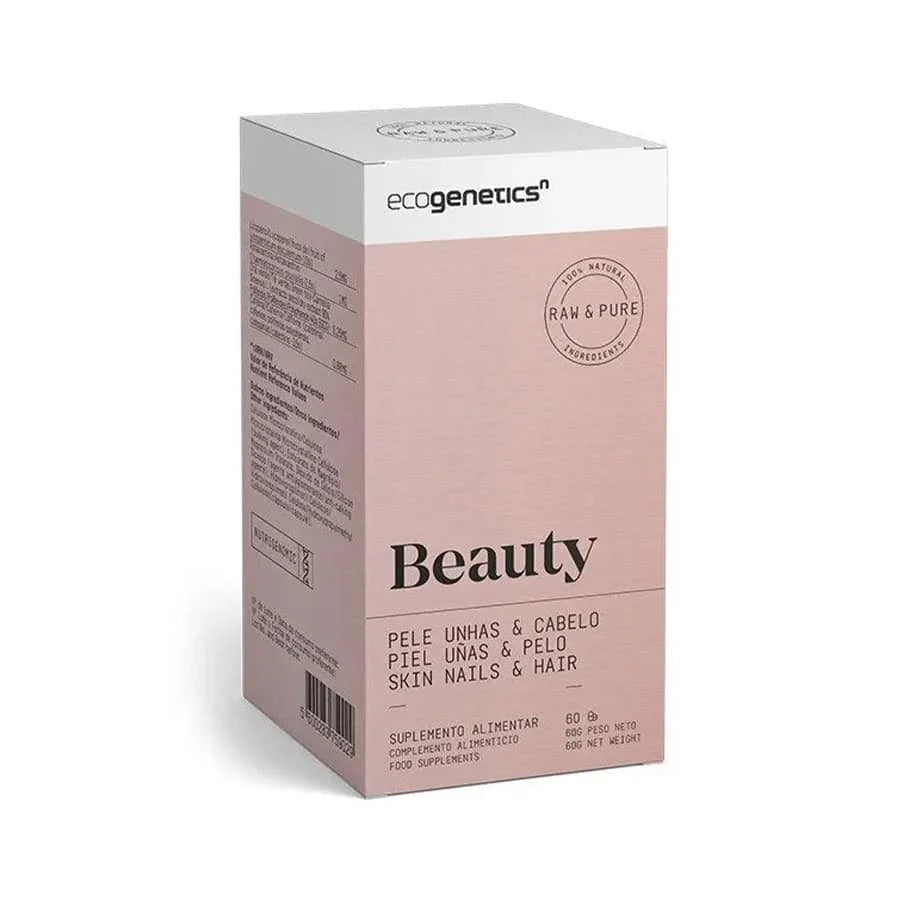 Beauty da Ecogenetics é um suplemento alimentar com aminoácidos, vitaminas, minerais e extratos vegetais, desenvolvido para complementar a rotina diária.