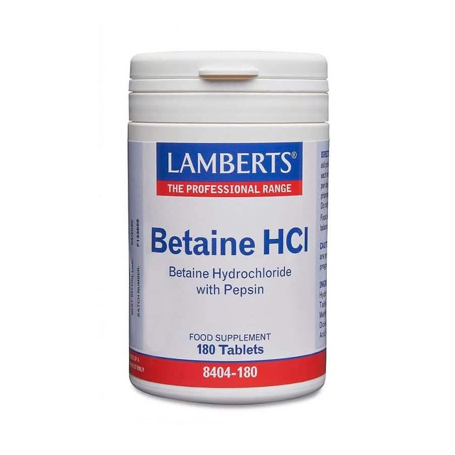 Clorhidrato de betaína con pepsina, 180 comprimidos, Lamberts