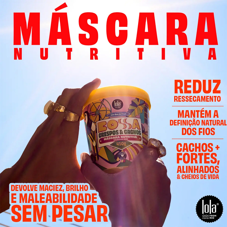 A Bossa Máscara da Lola Cosmetics é uma máscara capilar nutritiva desenvolvida especialmente para cabelos encaracolados e crespos. 