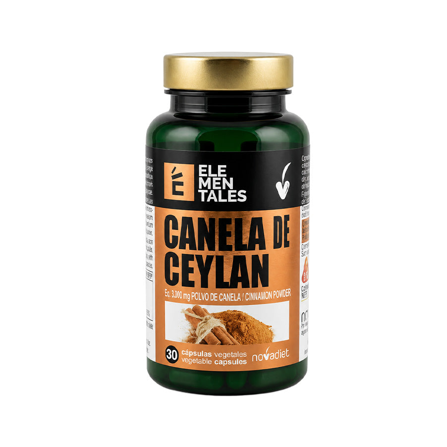 Canela de Ceilão 30 Cápsulas NovaDiet é um suplemento alimentar formulado com extrato seco de canela do Ceilão e crómio, pensado para complementar a tua rotina alimentar diária.