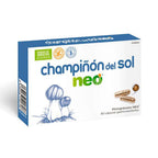 El frasco de Sun Mushroom de NeoVital Health contiene 60 cápsulas, un suplemento natural para reforzar el sistema inmunitario y aumentar la vitalidad.