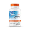 Suplemento Collagen Types 1 and 3 with Vitamin C and Peptan 3000mg Doctor's Best em frasco com 180 comprimidos.