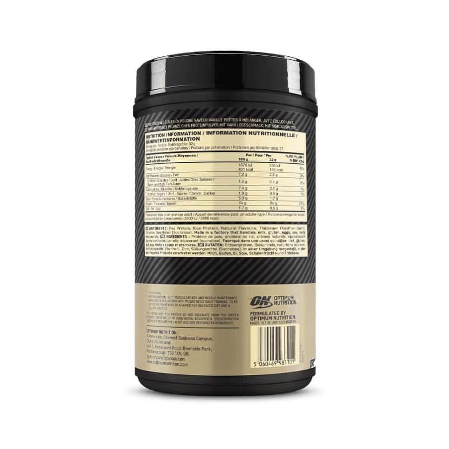 Gold Standard 100% Plant Creme de Baunilha 684gr Optimum Nutrition