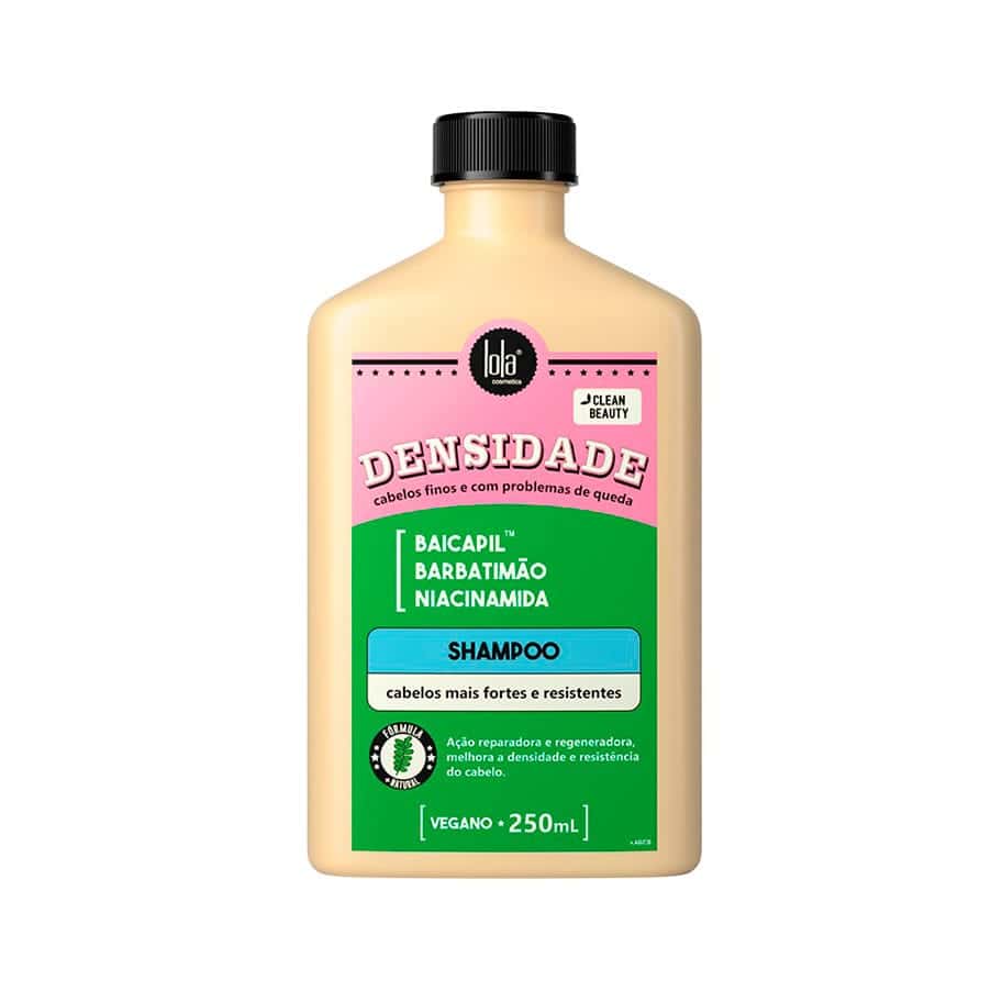 El champú Density de Lola (250 ml) está formulado con Baicapil™, Barbatimão y Niacinamida, ingredientes que fortalecen el cabello fino propenso a la rotura. Ofrece una acción reparadora, aumenta la densidad y la resistencia del cabello, y tiene una fórmula vegana.
