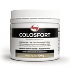 Suplemento Colosfort Vitafor em pote de 120g, pó branco em embalagem com tampa roxa, indicado para fortalecimento imunológico.