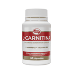 Frasco de L-Carnitina Vitafor Europe com 60 comprimidos, suplemento em tabletes para energia e desempenho físico.