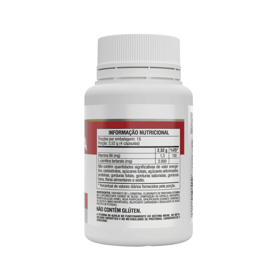 Frasco de L-Carnitina Vitafor Europe com 60 comprimidos, suplemento em tabletes para energia e desempenho físico.