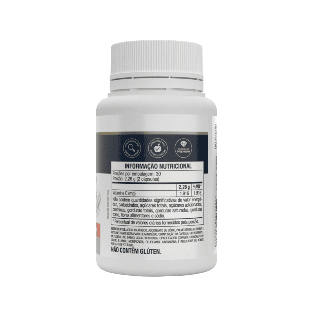Envase para Vitafor Vitamina C3 60 Cápsulas, en blanco y rojo, rico en vitamina C para fortalecer el sistema inmunológico y proporcionar acción antioxidante.