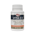 Envase para Vitafor Vitamina C3 60 Cápsulas, en blanco y rojo, rico en vitamina C para fortalecer el sistema inmunológico y proporcionar acción antioxidante.