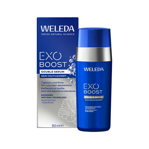 O&nbsp;Exo Boost Duplo Sérum Redensificante 30ml Weleda&nbsp;é um sérum facial bifásico 2 em 1, desenvolvido para integrares na tua rotina diária de cuidado do rosto, pescoço e decote.