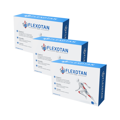 Flexotan Move 30 ampolas pack 3 Nutridil suplemento líquido para articulações, mobilidade e cartilagens