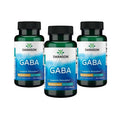 GABA 500 mg, paquete de 3 x 100 cápsulas. Complemento alimenticio Swanson para la relajación, el equilibrio nervioso y el bienestar mental.