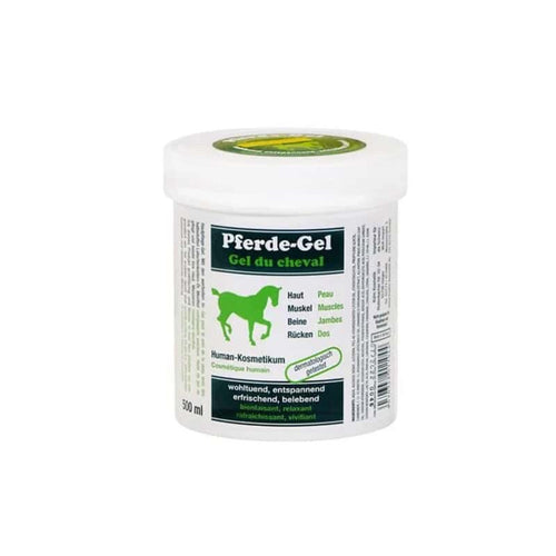 O Gel de Cavalo Frio 500ml Pferde-Gel é um gel de uso tópico com mentol e óleos de pinheiro e alecrim.