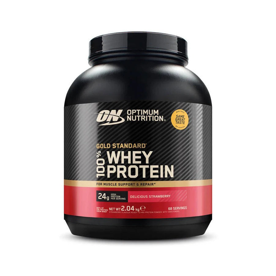 O Gold Standard 100% Whey Sabor Morango da Optimum Nutrition é um suplemento proteico de alta qualidade