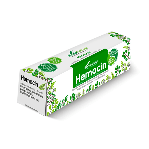 Bisnaga do Hemocín Gel 40ml da Soria Natural, fórmula natural para alívio e cuidado das hemorroidas.