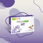 Frasco do Mico Neo HT com 60 cápsulas da NeoVital Health, suplemento com cogumelos medicinais para suporte à saúde cardiovascular.