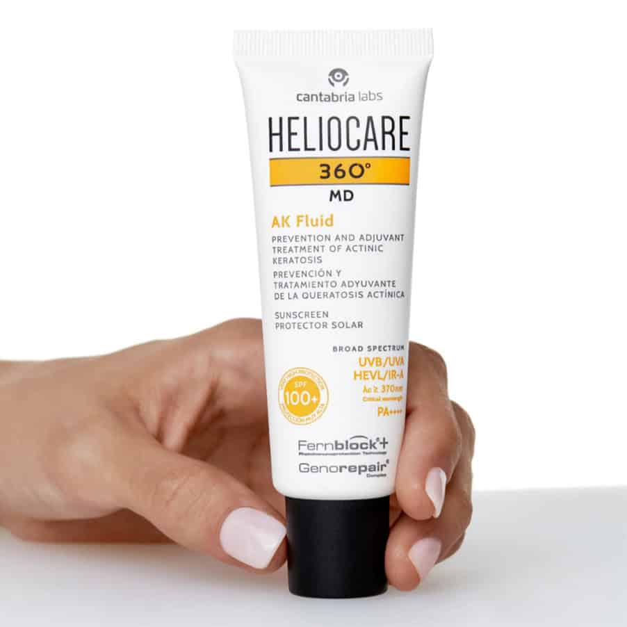 Heliocare 360º MD AK Fluido FPS 100+ 50ml Cantabria Labs proteção solar muito elevada para queratoses actínicas