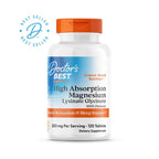 High Absorption Magnesium Glycinate 200 mg 120 comprimidos Doctor's Best suplemento alimentar com magnésio glicinato.