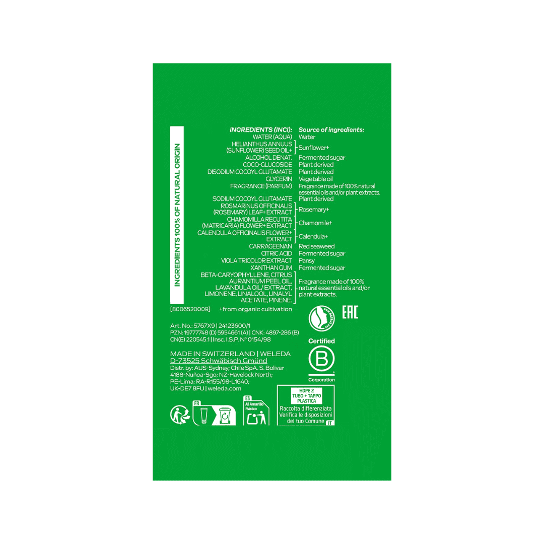 Gel de duche cremoso Skin Food Weleda 200ml com fórmula nutritiva e hidratante para pele seca.