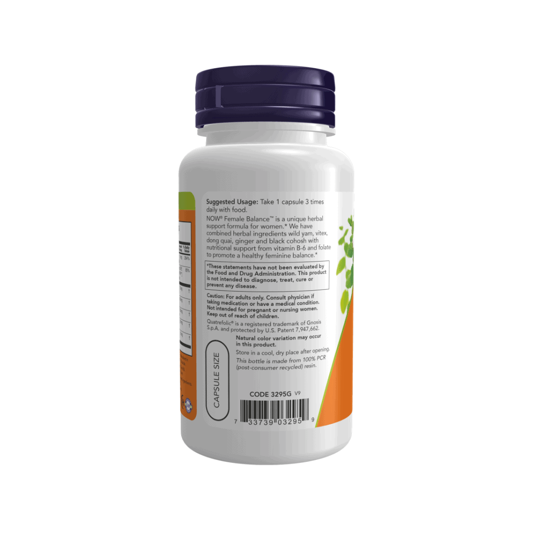 Female Balance 90 cápsulas Now — suplemento para equilíbrio feminino em cápsulas, apoio ao bem-estar hormonal.