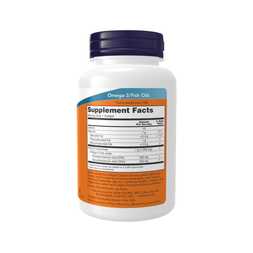 Now Foods Ultra Omega 3 Fish Oil es un suplemento con 180 cápsulas de aceite de pescado rico en EPA y DHA para el apoyo cardiovascular y cerebral.