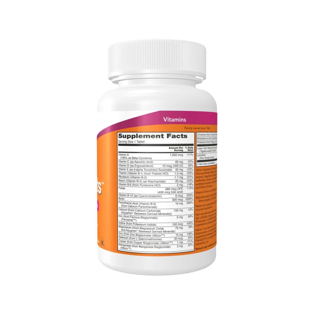 Daily Vits multivitamínico e minerais 100 comprimidos da Now Foods para suporte nutricional diário