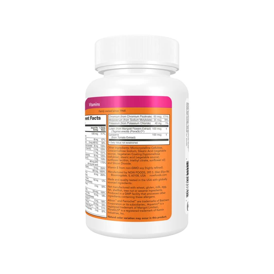 Daily Vits multivitamínico e minerais 100 comprimidos da Now Foods para suporte nutricional diário