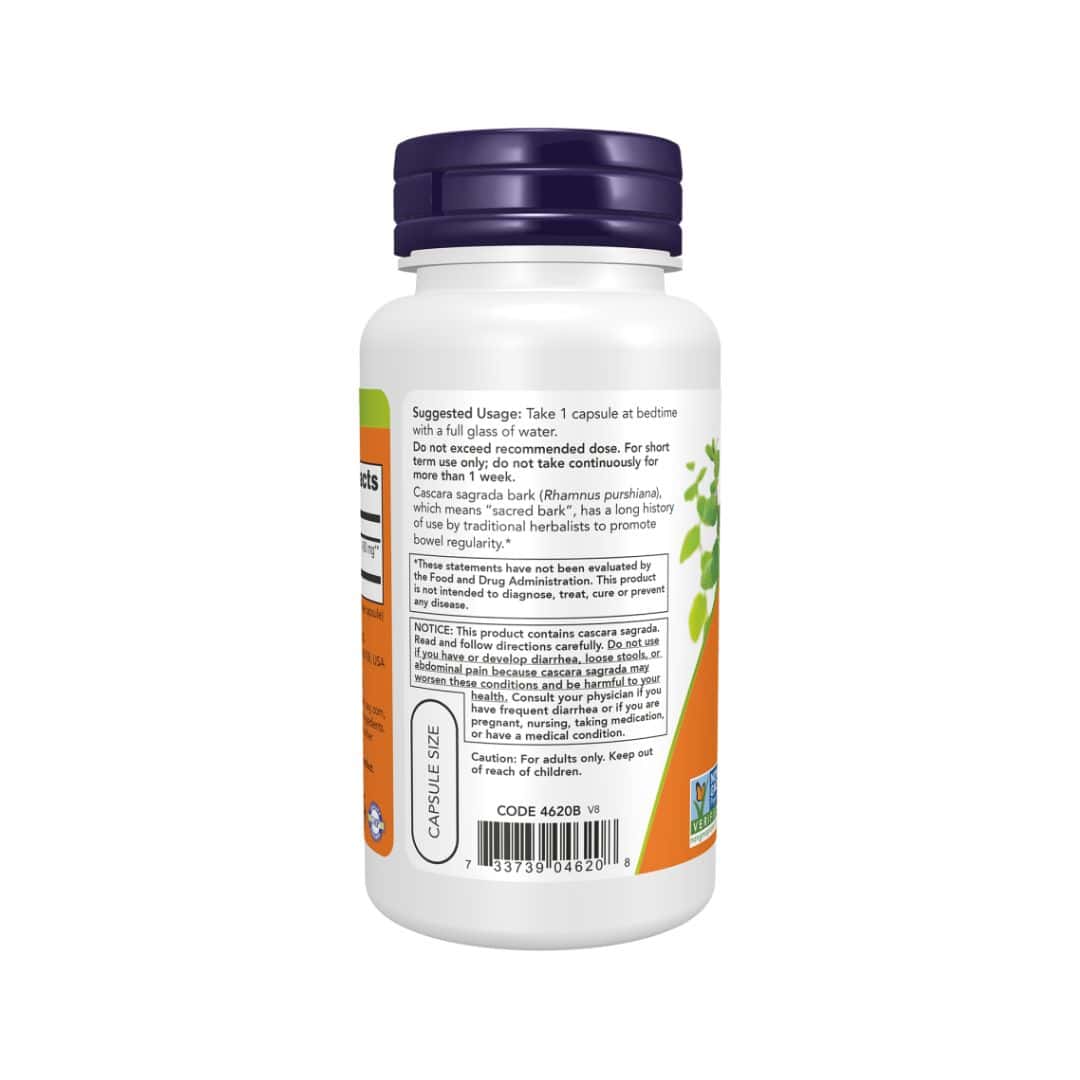 Cáscara Sagrada 450mg 100 cápsulas da Now Foods em suplemento alimentar de origem vegetal