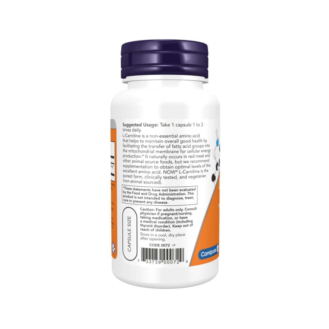 L-Carnitina 500mg 60 cápsulas da Now Foods em suplemento alimentar em cápsulas