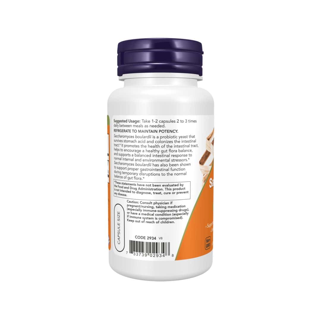 Saccharomyces boulardii 60 cápsulas da Now Foods em suplemento alimentar probiótico