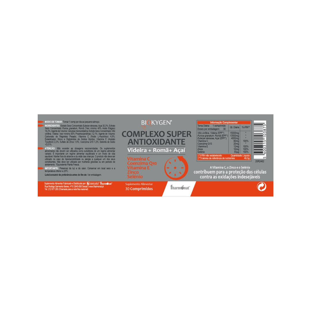 Complexo Super Antioxidante 30 Comprimidos Biokygen