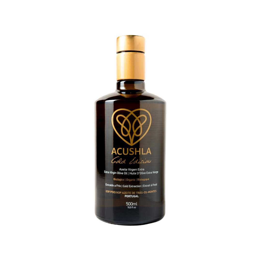 Azeite virgem extra DOP Gold Edition biológico Acushla 500ml em embalagem premium de origem portuguesa