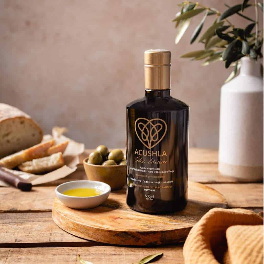Azeite virgem extra DOP Gold Edition biológico Acushla 500ml em embalagem premium de origem portuguesa