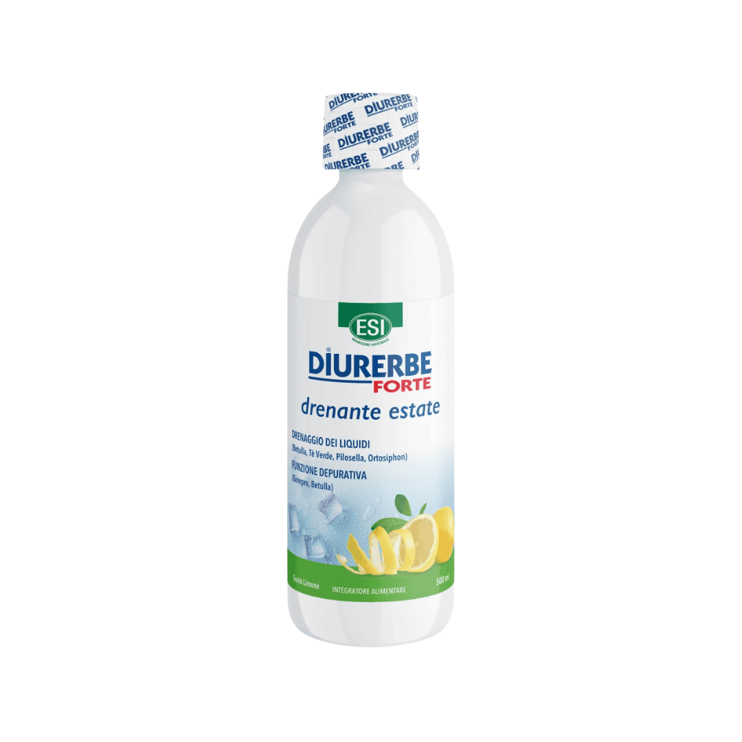 Suplemento drenante Diurerbe Forte 500ml ESI com extratos vegetais, ideal para eliminar líquidos e favorecer a depuração do organismo.